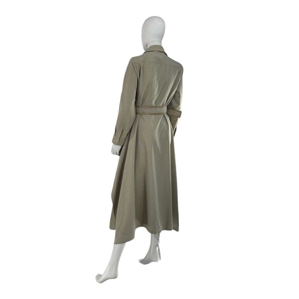 Tuckernuck NEW Sage Green Faux Leather Trim Collared Maxi Dress Size M - Picture 11 of 13